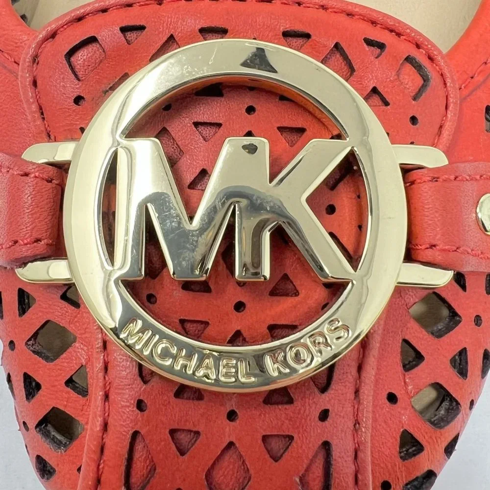Michael‎ Kors Fulton Moc Sienna Orange Laser Cut Leather Size 7.5 M